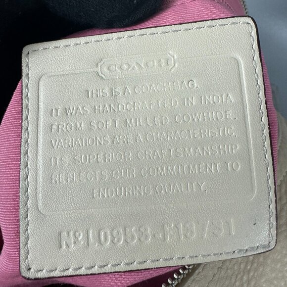 Coach F13731 Soho Pleated Ivory Pebbled Leather Hobo Shoulder Bag - Picture 9 of 13